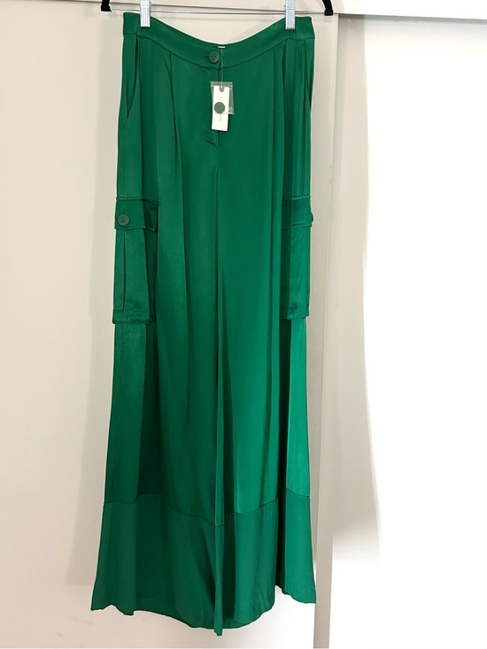 Corey Lynn Calter Pants - Anthropologie/Corey Lynn Calter Emerald Green Wide-Leg silky pants M